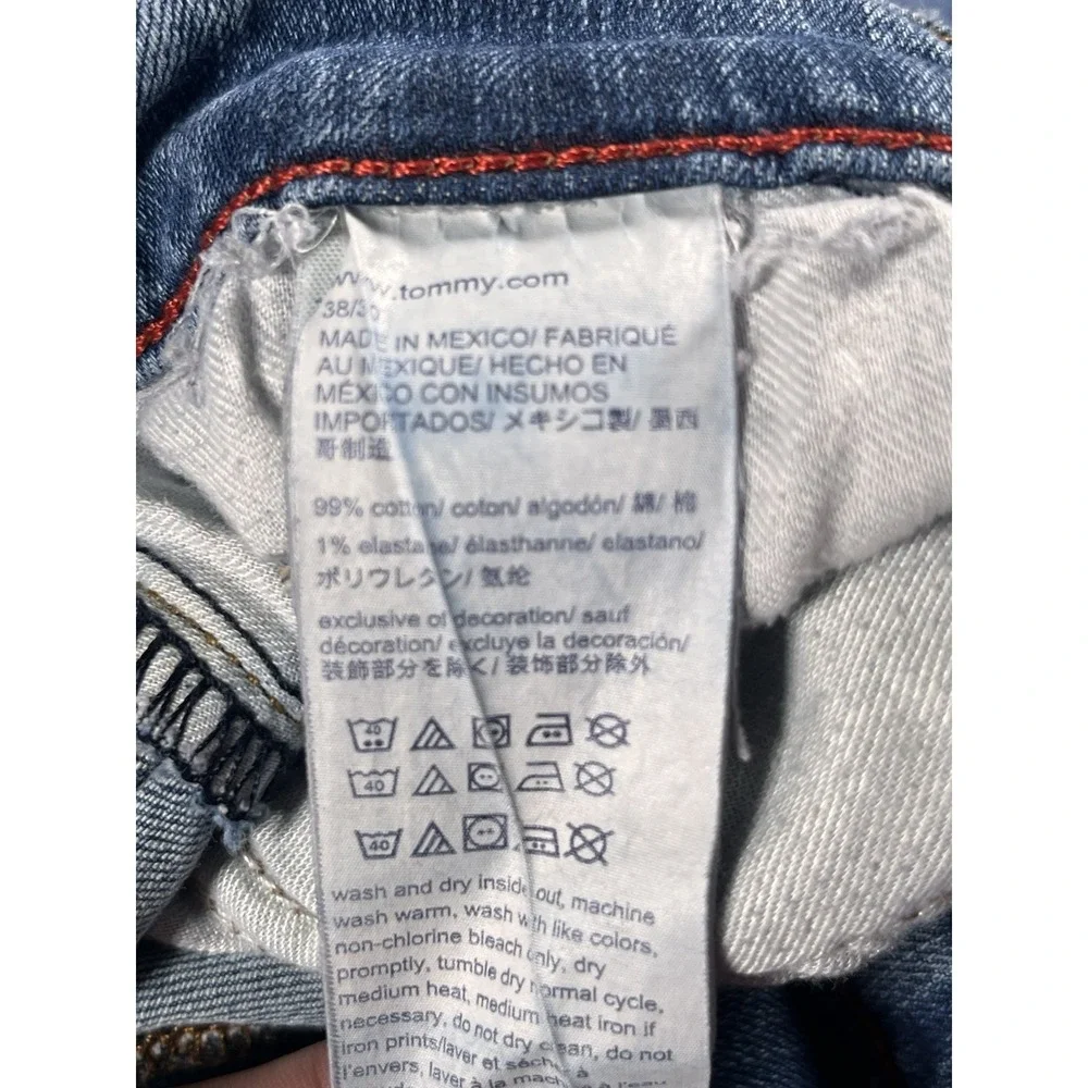 Tommy Hilfiger Denim Jeans Mens 38 Light Wash Straight Fit Stretch Classic Y2K